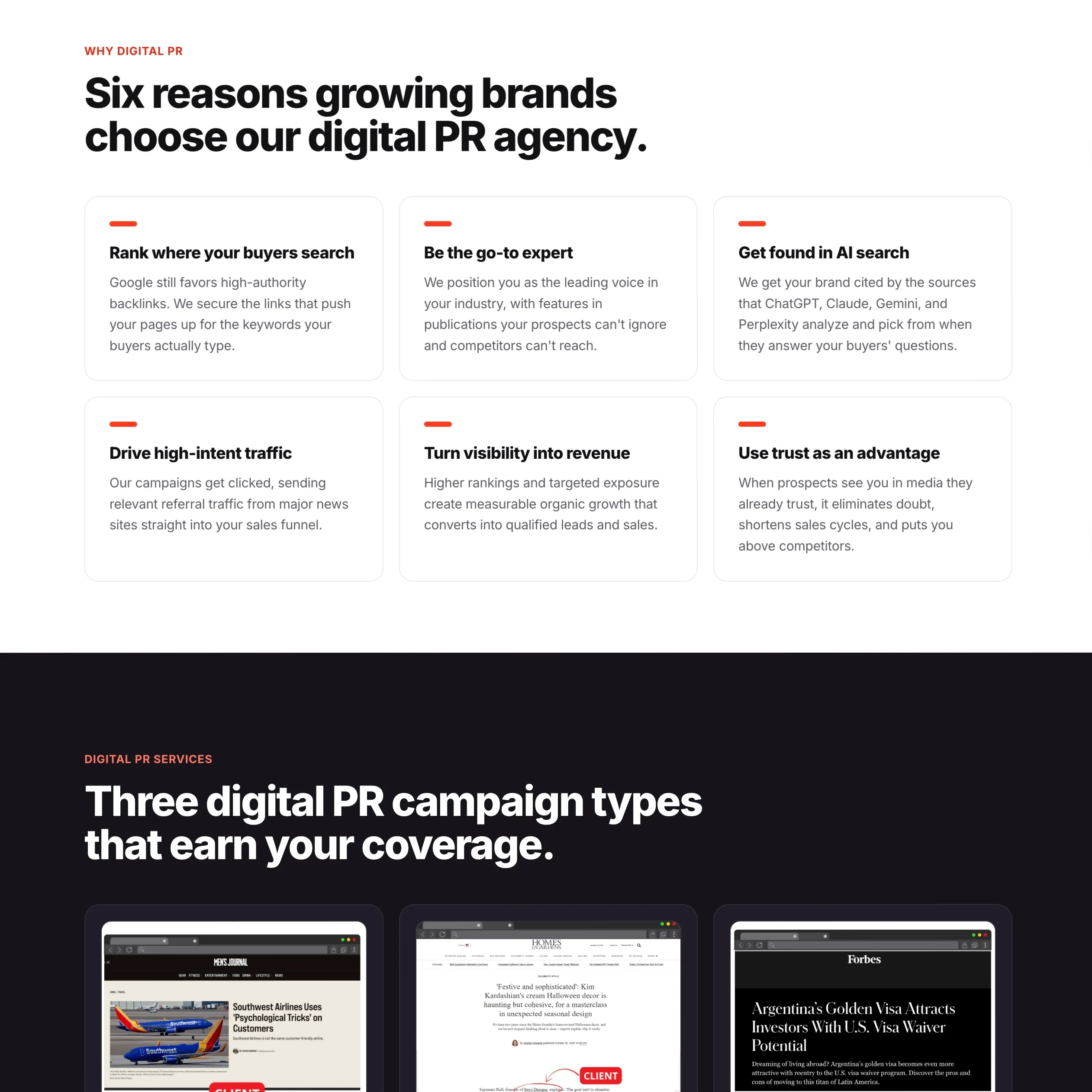 Punchy PR website copy